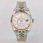 ES Factory Super Replica Rolex Sky-Dweller World Timer Yellow Gold Two-Tone Jubilee Watch 